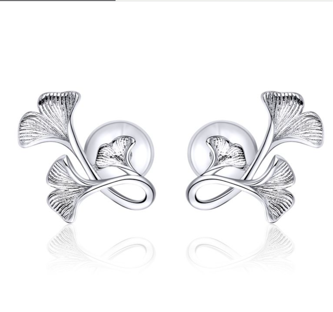 Boucle d’Oreille Ginkgo Leaf Argent 900/1000e