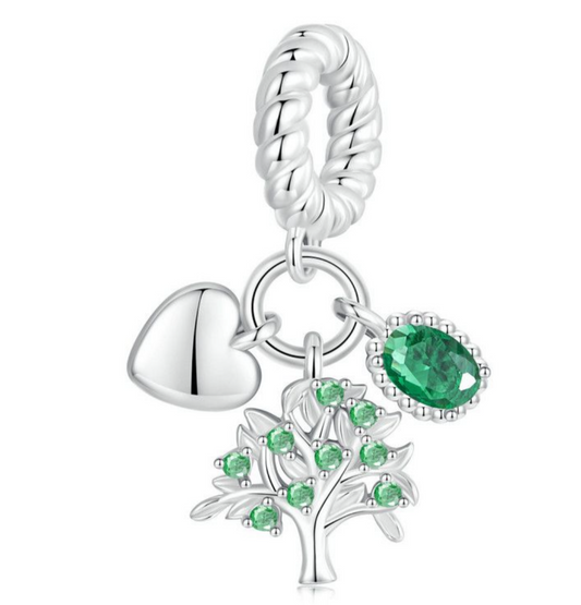 Charm Emerald Tree of Life Argent 900/1000e