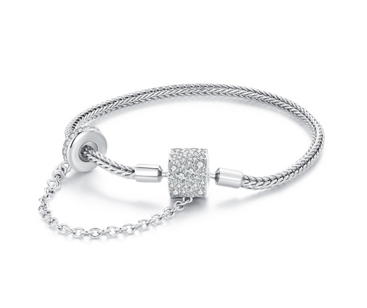 Bracelet Éblouissant et chaîne de Confort Scintillante Argent 925/1000e