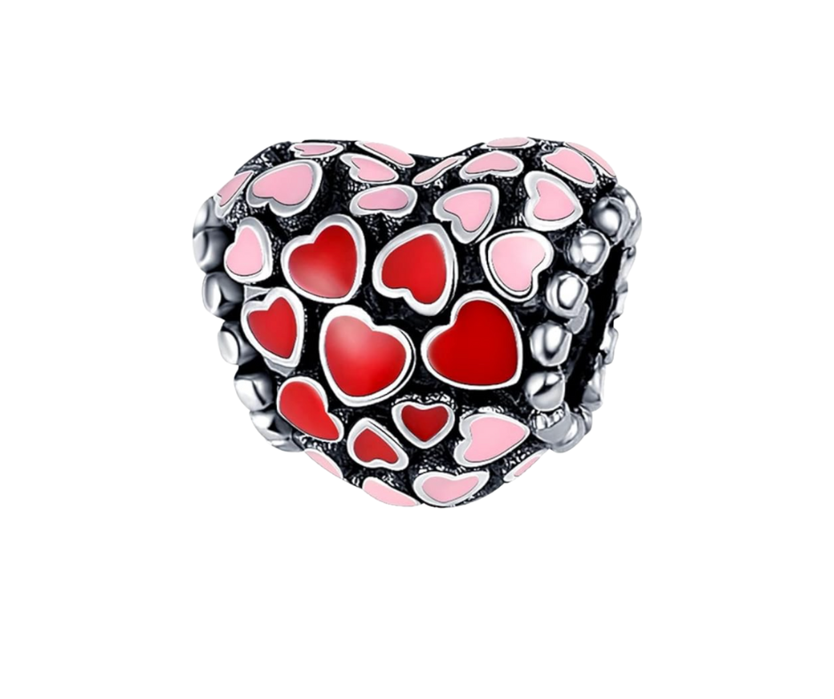 Charm Coeur Red and Pink Argent 925/1000e