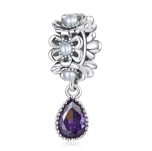 Charm Violet Drop Argent 900/1000e