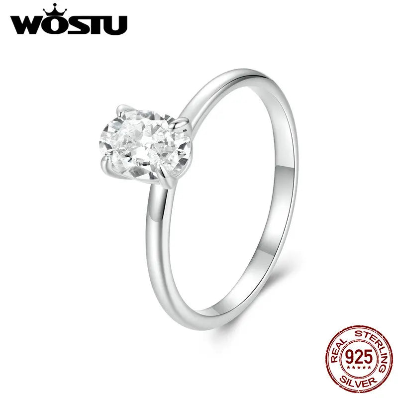 WOSTU 1Ct Oval Cut Moissanite Wedding Ring for Women s925 Silver Sparkling Diamond Cut Band Rings Anniversary Gift Certificate