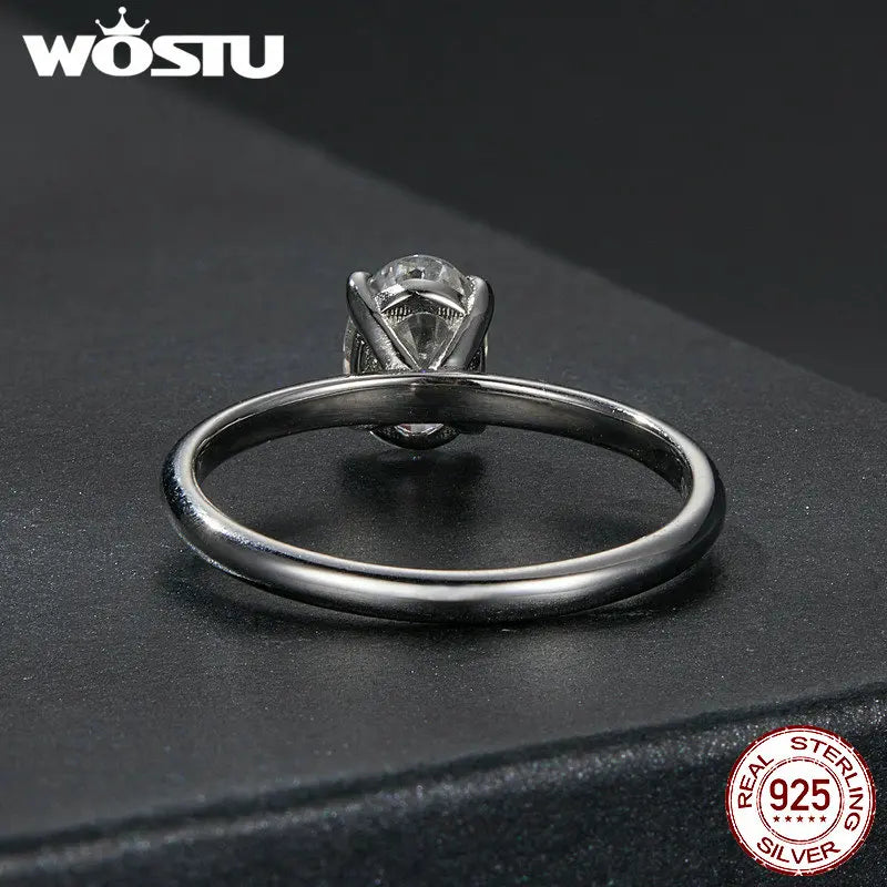 WOSTU 1Ct Oval Cut Moissanite Wedding Ring for Women s925 Silver Sparkling Diamond Cut Band Rings Anniversary Gift Certificate