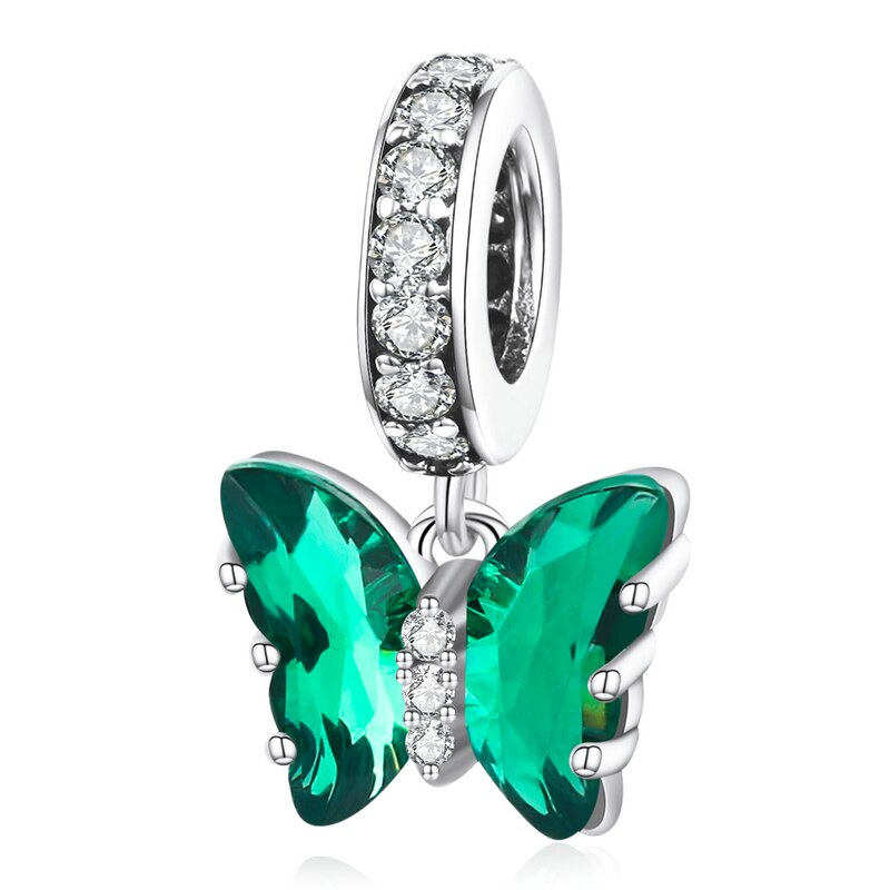 Green Baby Butterfly Argent Sterling 925