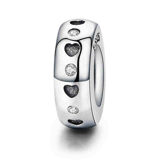Spacer of Heart CZ Argent Sterling 925/1000e
