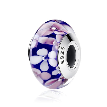 Murano Blue and Pink Garden Argent Sterling 925