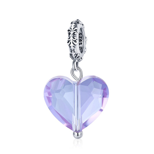 Charm Coeur Violet Argent 925/1000e