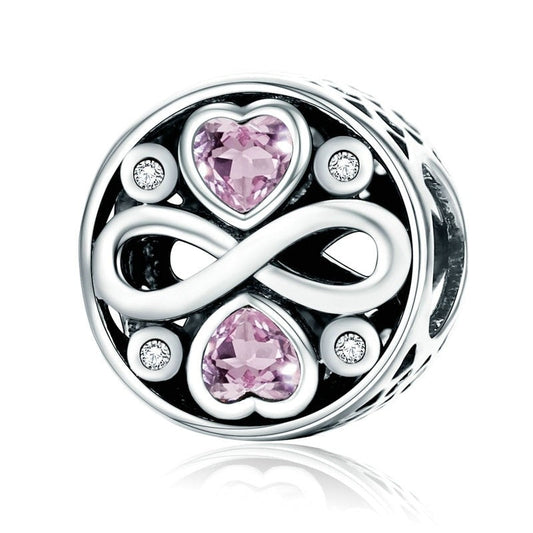 Charm Coeur Rose Infini Argent Sterling 925/1000e