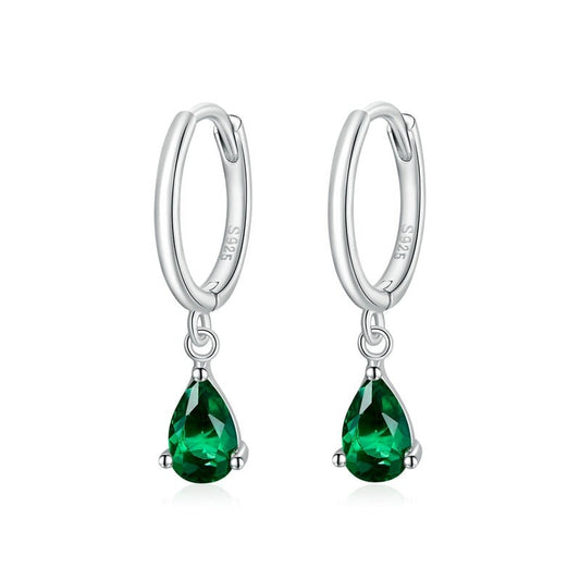 Boucle d'Oreilles Emeraude Argent 925/1000e