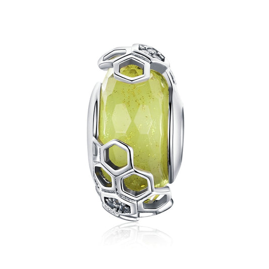 Charm Verre Murano Nid d'Abeille Argent Sterling 925/1000e