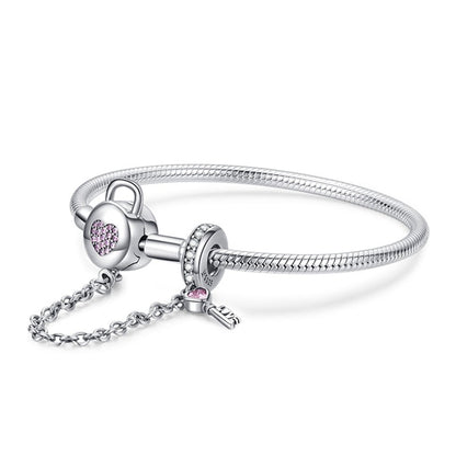 Bracelet Love Heart Lock and Key Argent 925/1000e