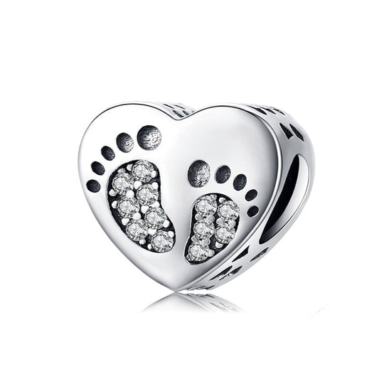 Charm Heart of Baby Feet Argent Sterling 925/1000e