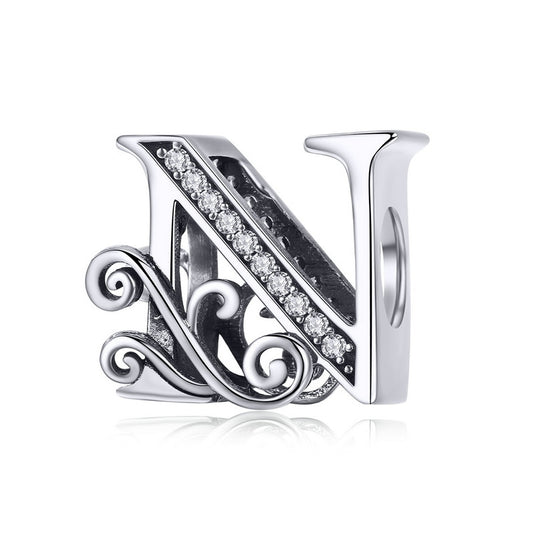 Charm Lettre N Argent Sterlinf 925/1000e